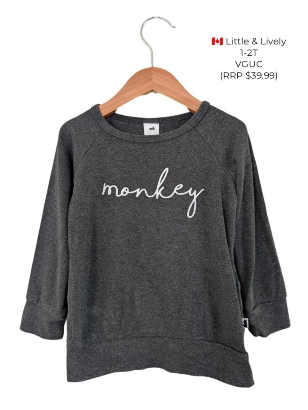 Little & Lively 'monkey' Crewneck 1-2T Girls Clothing